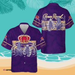 Crown Royal Canadian Whisky Leaves Pattern Hawaiian Shirt
