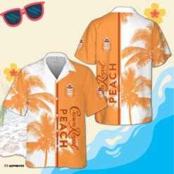 Crown Royal Peach Palm Tree Hawaiian Shirt Orange
