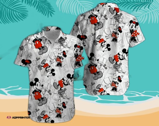 Disney Mickey Mouse Floral Aloha Hawaiian Shirt 0293 M