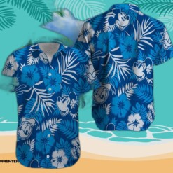 Disney Mickey Mouse Floral Aloha Hawaiian Shirt Tropical Blue