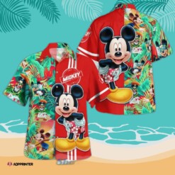 Disney Mickey Tropical Hawaiian Shirt Summer Red Aloha Shirt For Men Women
