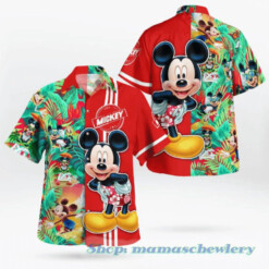 Disney Mickey Tropical Hawaiian Shirt Summer Red Aloha Shirt For Men Women - Dream Art Europa