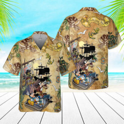 Disneyland Retro Pirated Caribbean Mickey Friends Hawaiian Shirt - Dream Art Europa