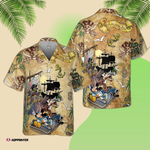 Disneyland Retro Pirated Caribbean Mickey Friends Hawaiian Shirt