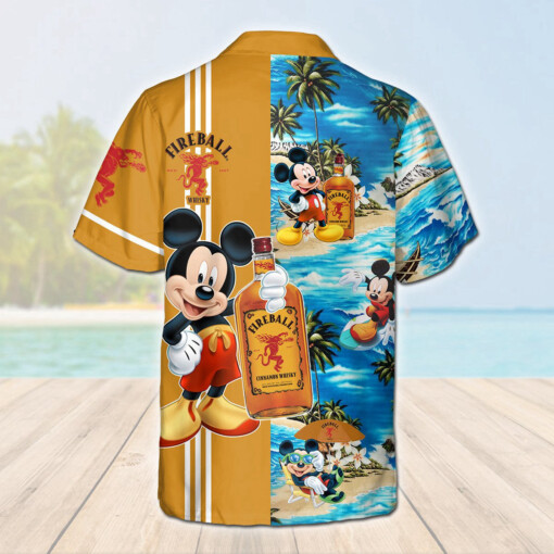Fireball Cinnamon Whisky Mickey Mouse All Over Print 3D Aloha Summer Beach Hawaiian Shirt