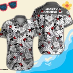 Gray Mickey Mouse Disney Hibiscus 3D Hawaiian Shirt