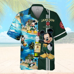 Jameson Irish Whiskey Mickey Mouse All Over Print 3D Aloha Summer Beach Hawaiian Shirt - Dream Art Europa