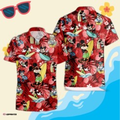 Mickey Mouse Costume Disney Summer Red 3D Hawaiian Shirt