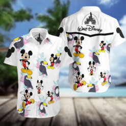 Mickey Mouse Walt Disney All Over Print Summer Sleeve Hawaiian Beach Shirt White - Dream Art Europa