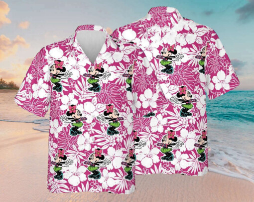 Minnie Floral Pattern Hawaiian Shirt Purple 02 Summer