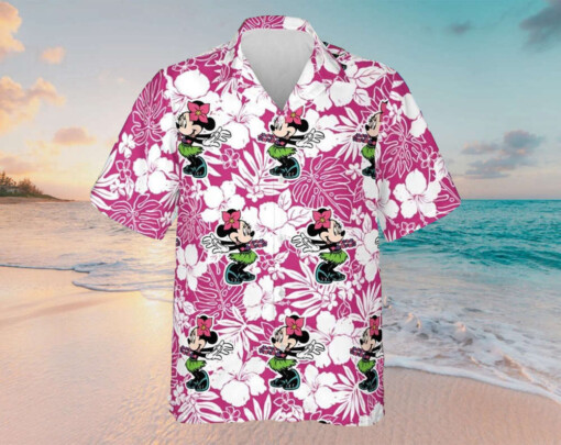 Minnie Floral Pattern Hawaiian Shirt Purple 02 Summer