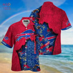 New Red Tropical Floral Buffalo Bills NFL Hawaiian Shirt Travel Summer Gift - Dream Art Europa