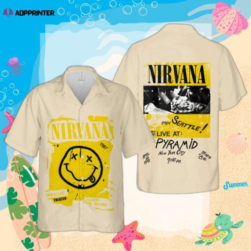 Nirvana Merch Art From Seattle Live At Pyramid Cuban Shirt Premium Unique Hawaiian Shirt