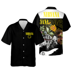 Nirvana Merch Kurt Cobain And Flowers Art Cuban Shirt Premium Unique Hawaiian Shirt - Dream Art Europa