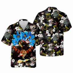 Nirvana Merch Kurt Cobain Art Rock Music Blue Flowers Cuban Shirt Premium Unique Hawaiian Shirt - Dream Art Europa