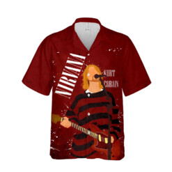 Nirvana Merch Kurt Cobain Art Rock Music Red Cuban Shirt Premium Unique Hawaiian Shirt - Dream Art Europa