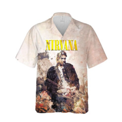 Nirvana Merch Kurt Cobain With Guitar Art Cuban Shirt Premium Unique Hawaiian Shirt - Dream Art Europa