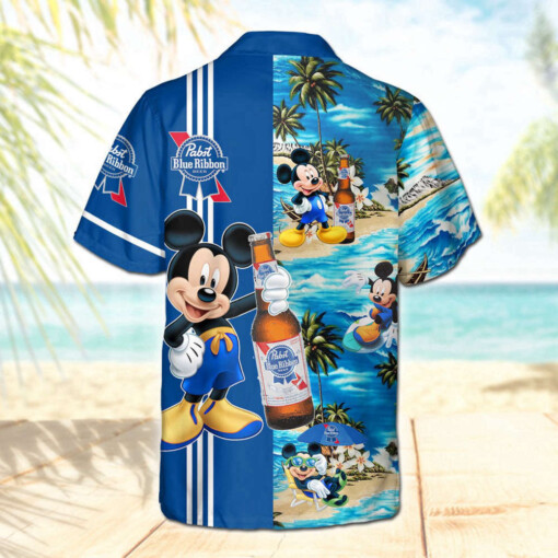 PabStar Trek Blue Ribbon Mickey Mouse 3D Aloha Summer Beach Hawaiian Shirt