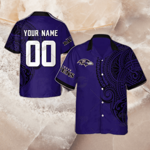 Personalize NFL Baltimore Ravens Polynesian Tattoo Design Hawaiian Shirt Trending