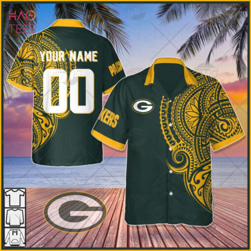 Personalize NFL Green Bay Packers Polynesian Tattoo Design Hawaiian Shirt Travel 3D Shirt