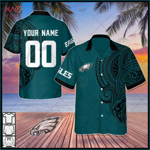 Personalize NFL Philadelphia Eagles Polynesian Tattoo Design Hawaiian Shirt Aloha Shirt For Men Women Summer