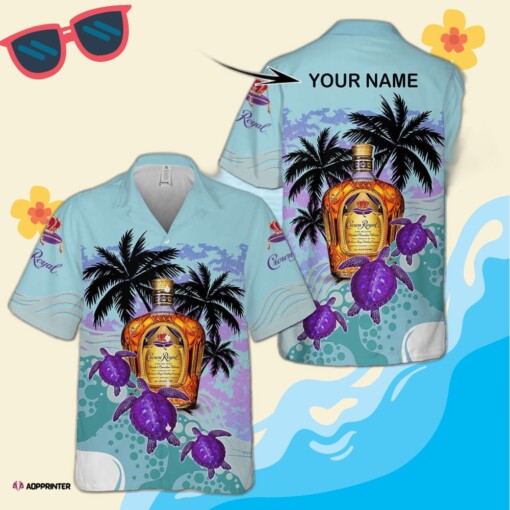 Personalized Crown Royal Turtles Palm Tree Hawaiian Shirt