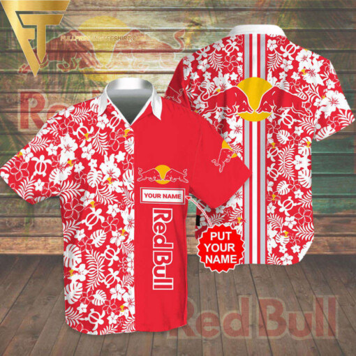 Personalized Red Bull Racing Printed Summer Floral Summer Beach Hawaiian Shirt