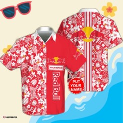 Personalized Red Bull Racing Printed Summer Floral Summer Beach Hawaiian Shirt