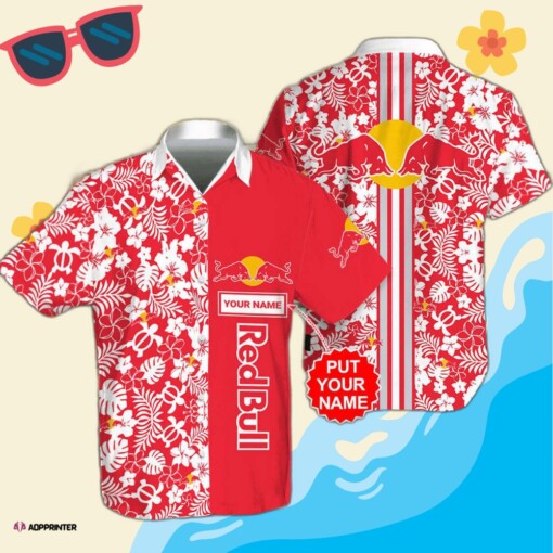 Personalized Red Bull Racing Printed Summer Floral Summer Beach Hawaiian Shirt