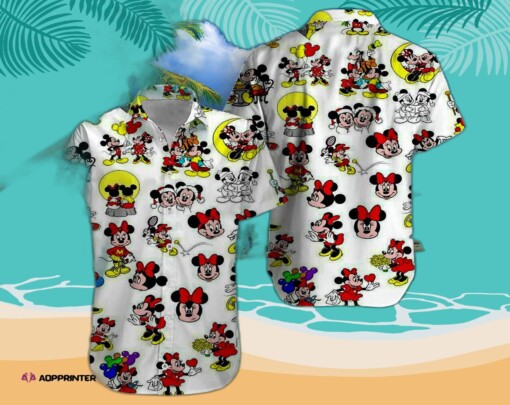 Play Tennis Disney Mickey Mouse Floral Aloha Hawaiian Shirt 024