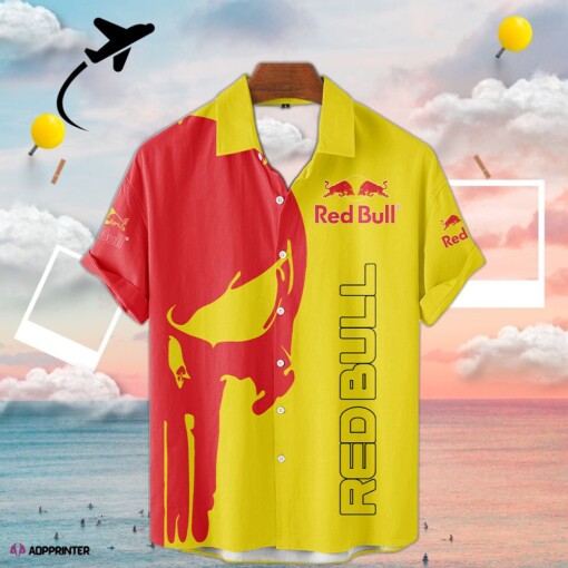 Skull Red Yellow Red Bull Full Printing Hawaiian Shirt