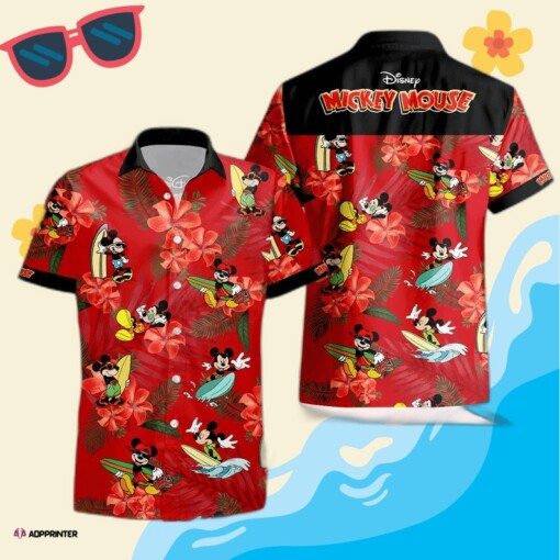 Red Mickey Mouse Costume Disney 3D Summer Hawaiian Shirt