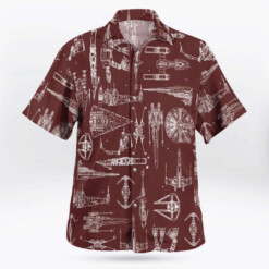 Space Ship Pattern Hawaiian Shirt Brown Summer Aloha Shirt For Men Women - Dream Art Europa