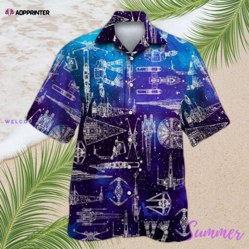 Space Ships Star Wars Galaxy Hawaiian Shirt Summer Aloha Shirt For Men Women