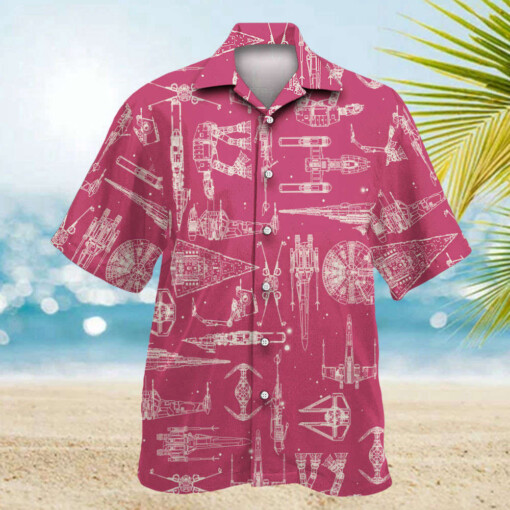 Space Ships Star Wars Pink Hawaiian Shirt Summer Aloha Shirt For Men Women