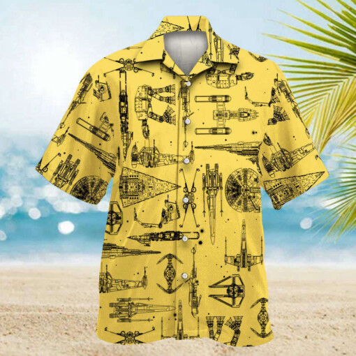 Space Ships Star Wars Yellow Hawaiian Shirt Summer Aloha Shirt For Men Women