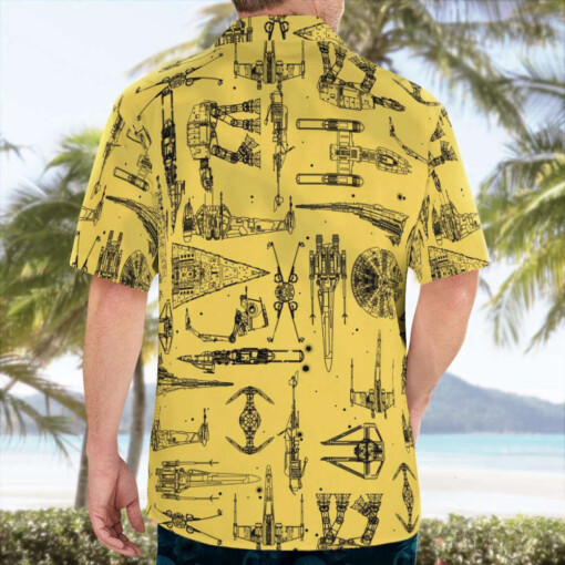 Space Ships Star Wars Yellow Hawaiian Shirt Summer Aloha Shirt For Men Women
