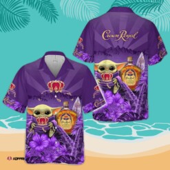 Star Wars Baby Yoda Holding Crown Royal Hawaiian Shirt