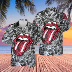 The Rolling Stones Band Black n White Images Patterns Hawaiian Shirt - Dream Art Europa