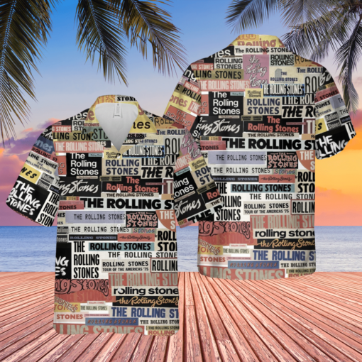 The Rolling Stones Pattern Hawaiian Shirt Rock n Roll Lovers