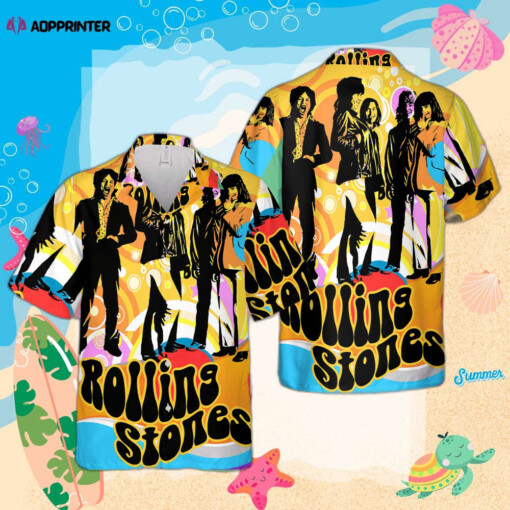 The Rolling Stones Poster 70s Rock n Roll Hawaiian Shirt