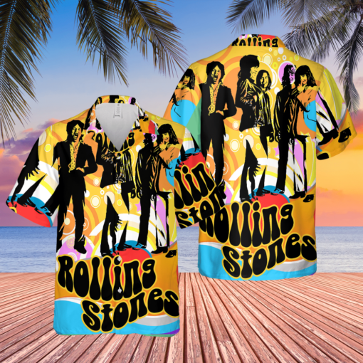 The Rolling Stones Poster 70s Rock n Roll Hawaiian Shirt