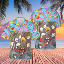 The Rolling Stones Psychedelic Pattern Hippie Hawaiian Shirt - Dream Art Europa
