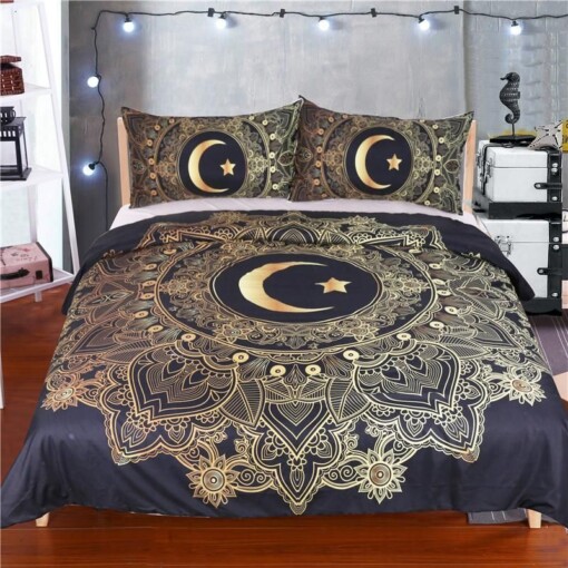 Golden Moon Mandala Bedding Set