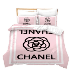 Chanel Flowers Pink Bedding Sets Duvet Cover Sheet Cover Pillow Cases Luxury Bedroom Sets