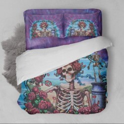 3D Flower Skull Bedding Set