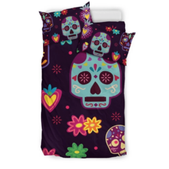 Muerte Skulls Flowers Bedding Set