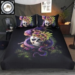 Flowery Skull Dragon Bedding Set