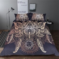 Golden Lotus Flower Bedding Set