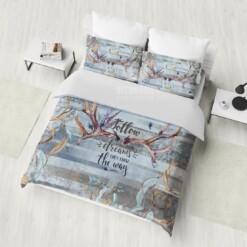 Ethno Deer Skull Bedding Set, Bohemian Bedspread, Shabby Chic Duvet Cover, Boho Totem Art Bedding Set